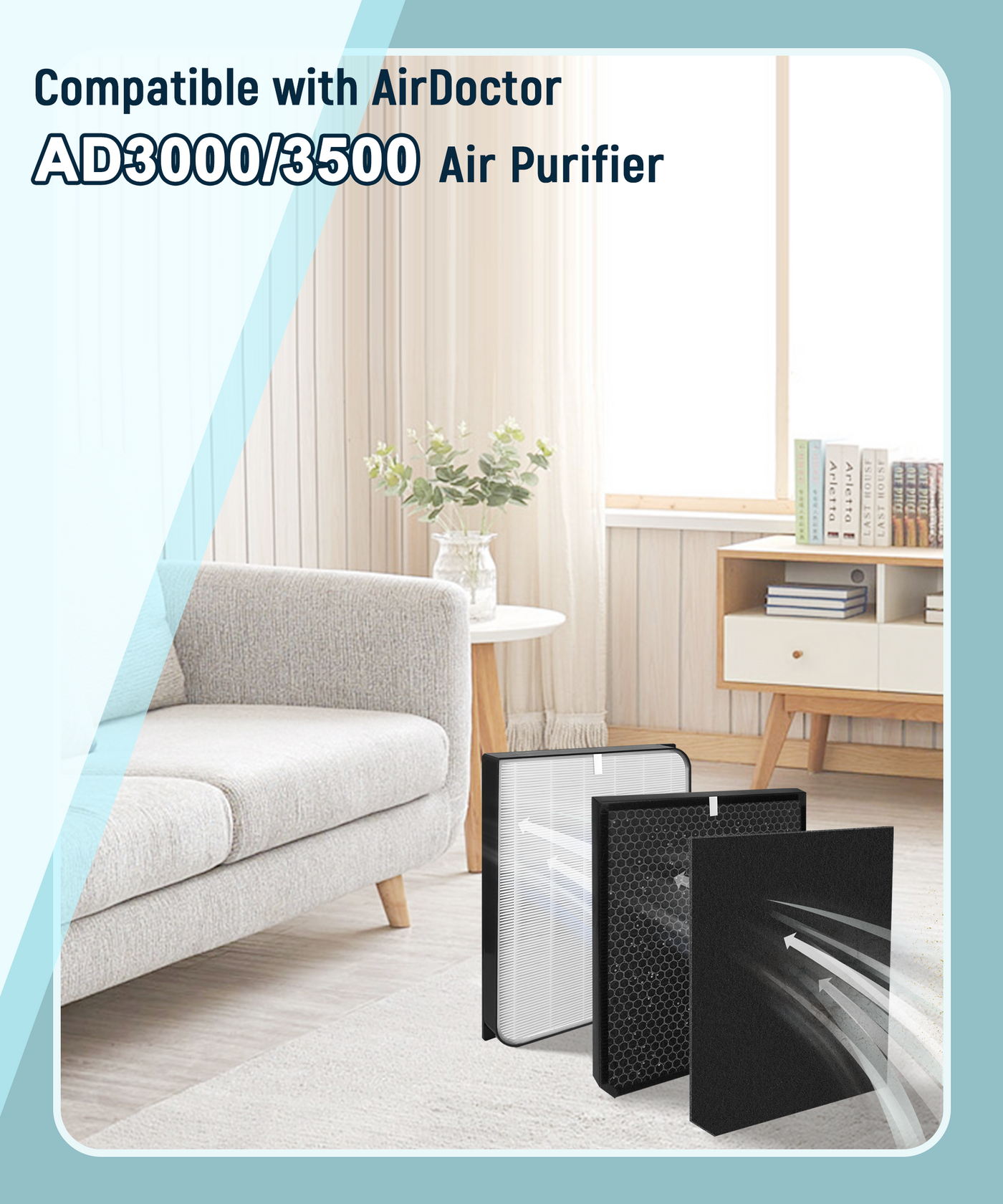 Halvique Replacement Filter Set Compatible with AirDoctor AD3000/3500, 1 Main Filter + 2 Carbon Filters + 2 Pre-Filters