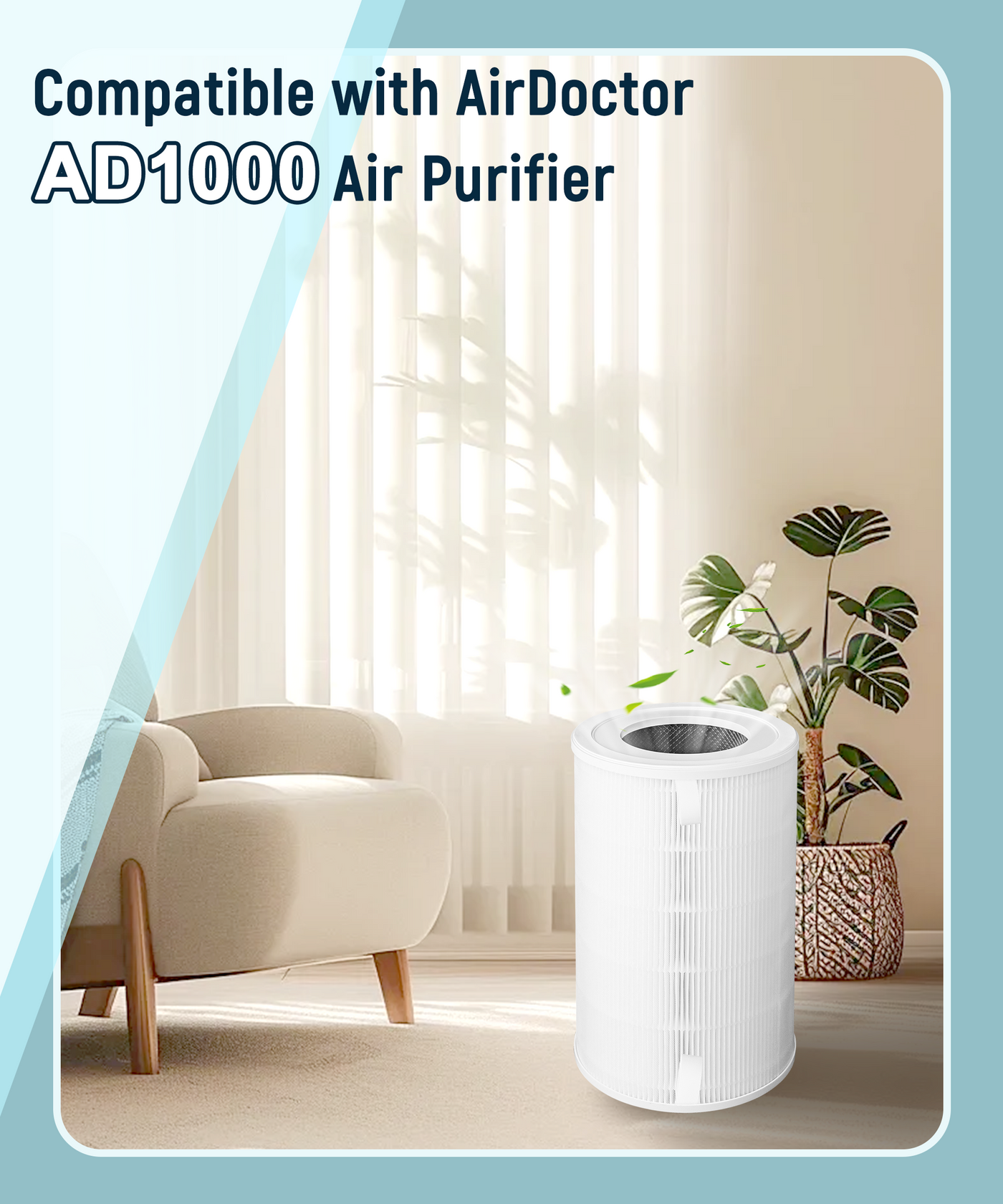 Halvique AD1000 Replacement Filter Compatible with AirDoctor, 1 Pack