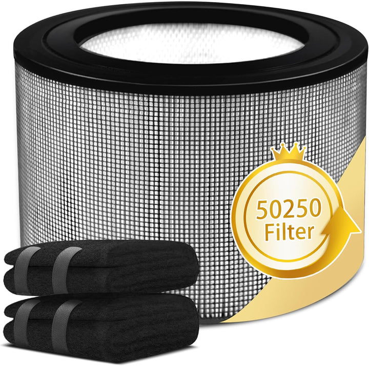 Halvique 50250-S / 24000 / 24500 / 52500 / 50255 / 50255-HD Replacement Filter Compatible with Honeywell, 1 Main Filter + 2 Carbon Pre-Filters