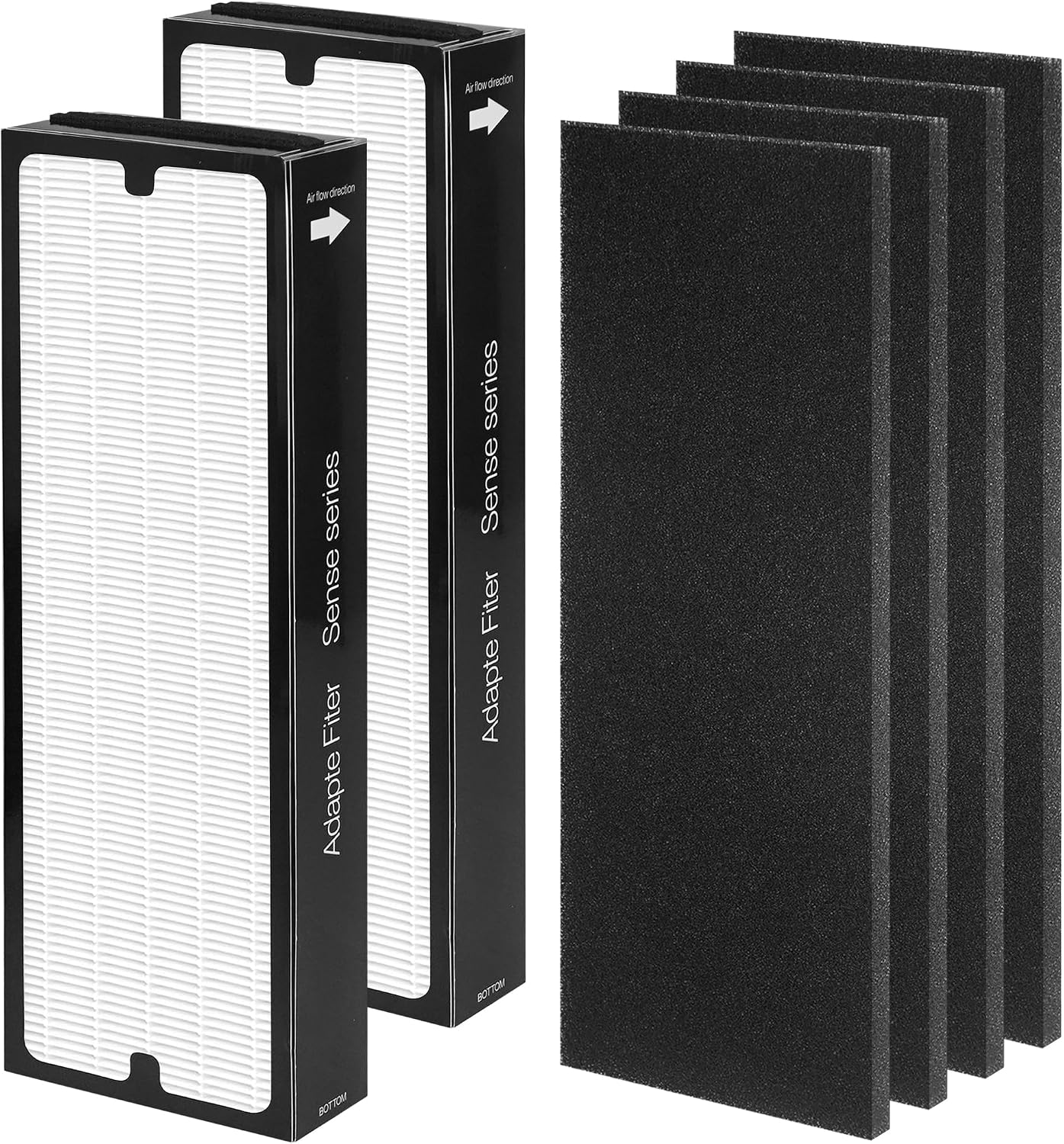 Halvique Sense / Sense+ Replacement Filter Compatible with Blueair, 2 Main Filters + 4 Carbon Pre-Filters